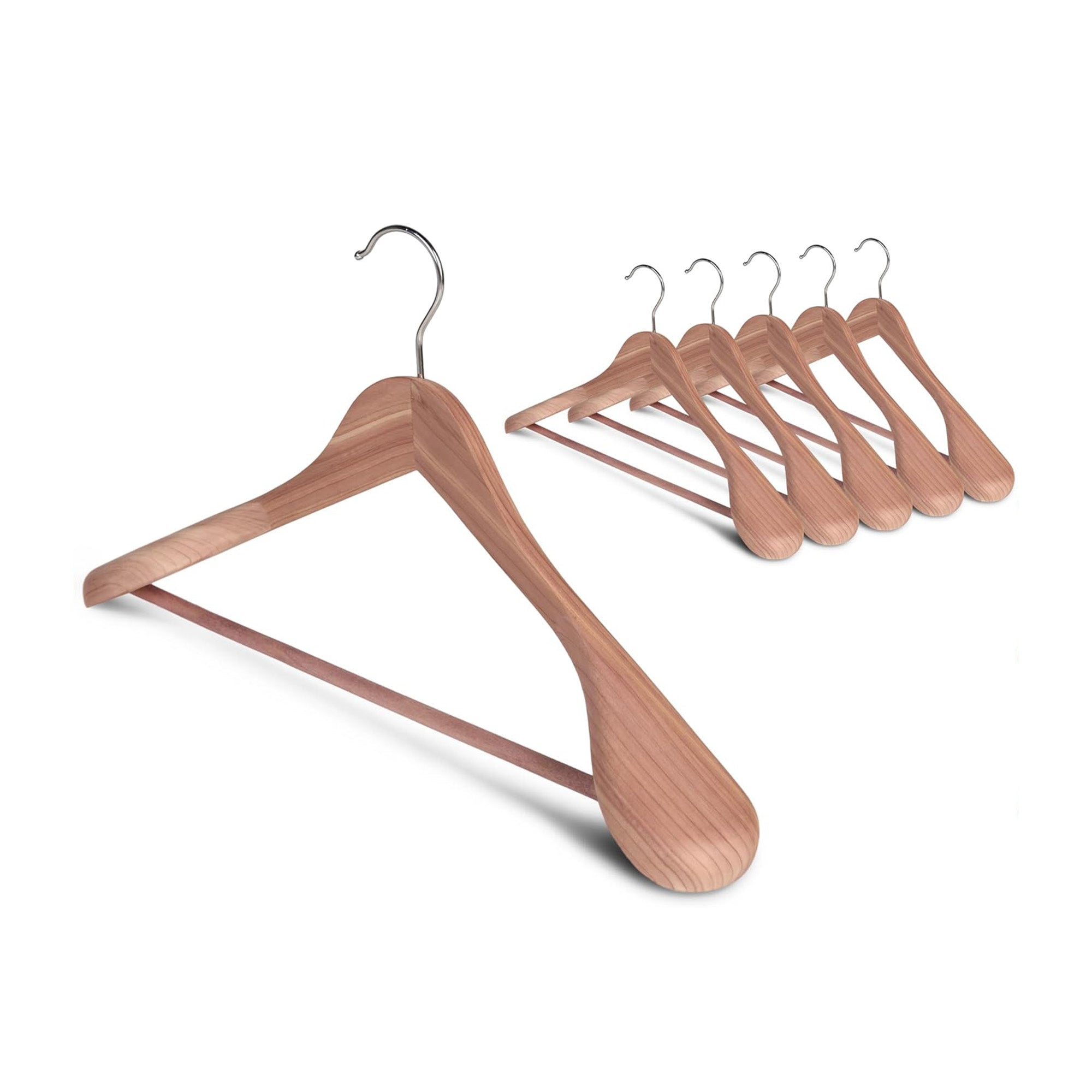 Wide Shoulder Cedar Hanger for Wrinkle Free Closet Storage