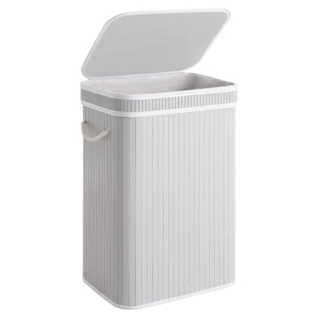 Foldable Bamboo Laundry Basket with Lid, 5 Colors