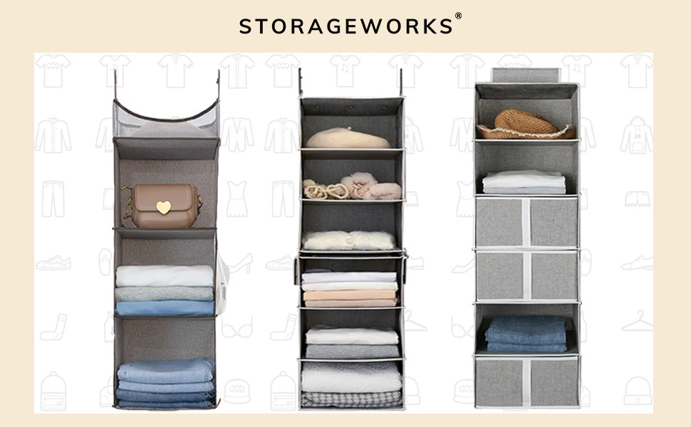  StorageWorks Hanging Closet Organizer, 3-Shelf Hanging