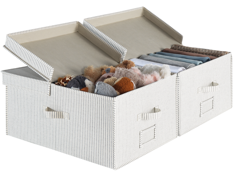 Extra Large Storage Bins with Lids, 55L Decorative Organizer