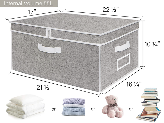 StorageWorks Extra Large Storage Bins with Lids, 55L Decorative Organizer