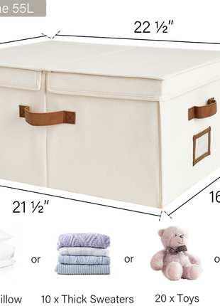 Extra Large Storage Bins with Lids, 55L Decorative Organizer