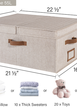 Extra Large Storage Bins with Lids, 55L Decorative Organizer