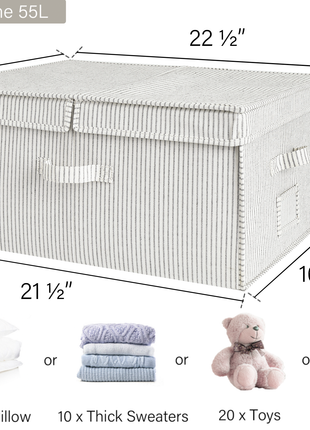 Extra Large Storage Bins with Lids, 55L Decorative Organizer