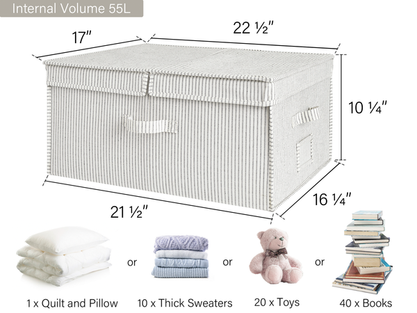 Extra Large Storage Bins with Lids, 55L Decorative Organizer