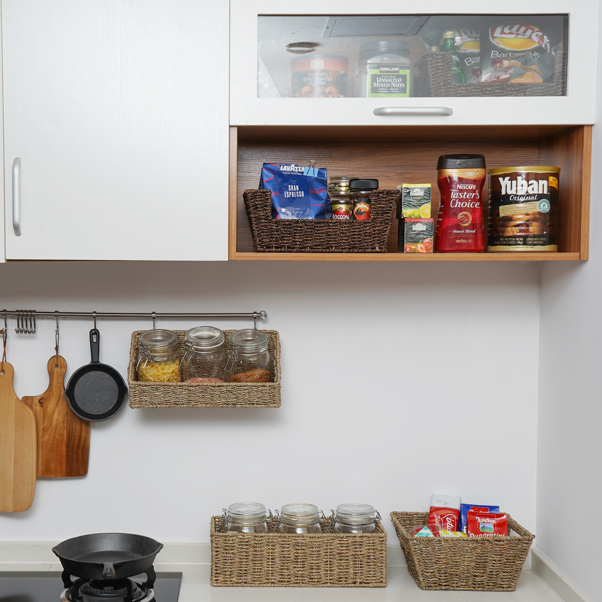 StorageWorks Woven Wall Baskets for Storage Seagrass Baskets for Shelf Wall Storage for Kitchen And Bathroom Hanging Baskets for