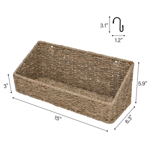 Woven Wall Hanging Baskets for Organizing, Seagrass, 2 Pack