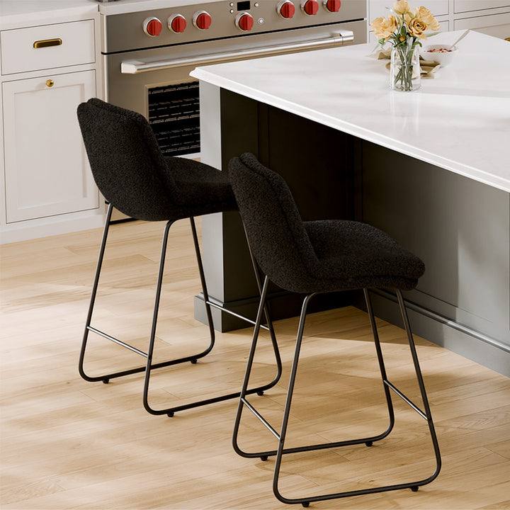 Metal Frame Bar & Counter Stools With Backs (Set of 2)