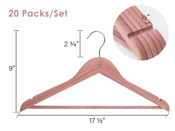 Cedar Wood Clothes Hangers for Shirts, Jackets, Pants, Suits, Sweaters