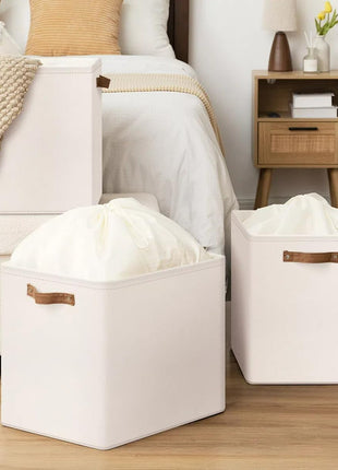 3 Pack Extra Large Fabric Storage Bins with Drawstring Closure