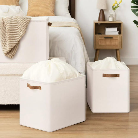 3 Pack Extra Large Fabric Storage Bins with Drawstring Closure