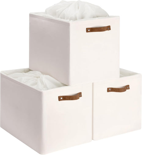 3 Pack Extra Large Fabric Storage Bins with Drawstring Closure