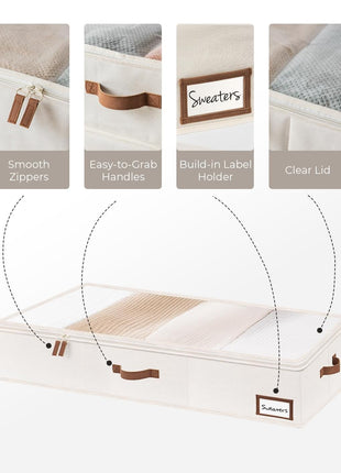 Under Bed Storage Containers with Handles and Label Holder, 2 Pack