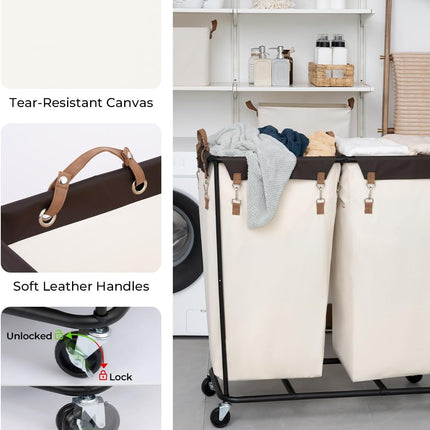 StorageWorks 390L Extra Large Lanudry Hamper with Wheels, 1 Pack