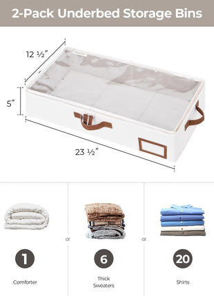 Under Bed Storage Containers with Handles and Label Holder, 2 Pack