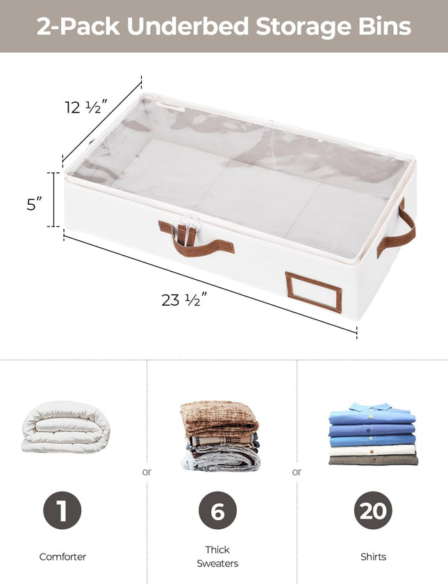 StorageWorks Under Bed Storage Containers with Handles and Label Holder, 2 Pack