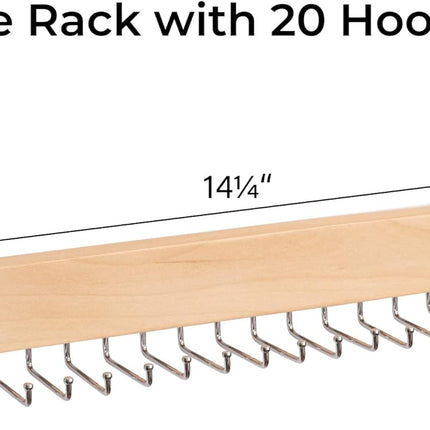 StorageWorks Tie Rack with Hooks, Wall-Mounted Wooden Hangers