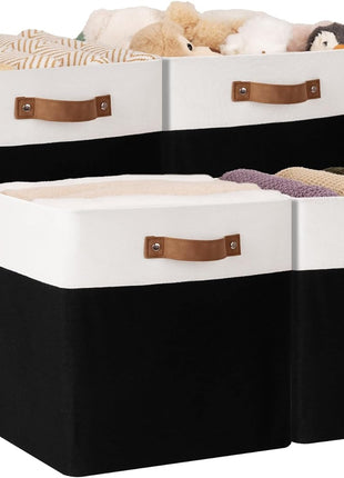 13x13 Inches Storage Cube, Fabric Storage Bins with PU Handles