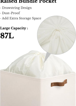 3 Pack Extra Large Fabric Storage Bins with Drawstring Closure
