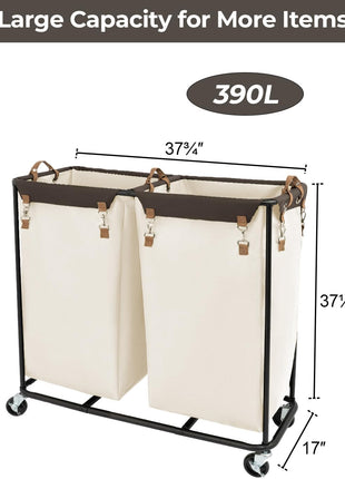 390L Extra Large Lanudry Hamper with Wheels, 1 Pack