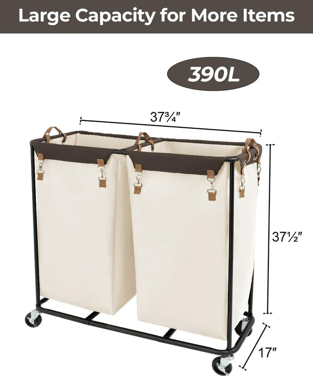 StorageWorks 390L Extra Large Lanudry Hamper with Wheels, 1 Pack