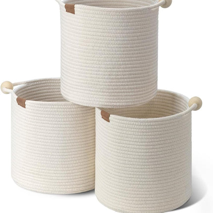 StorageWorks Woven Woven Basket with Wooden Handles for Organizing