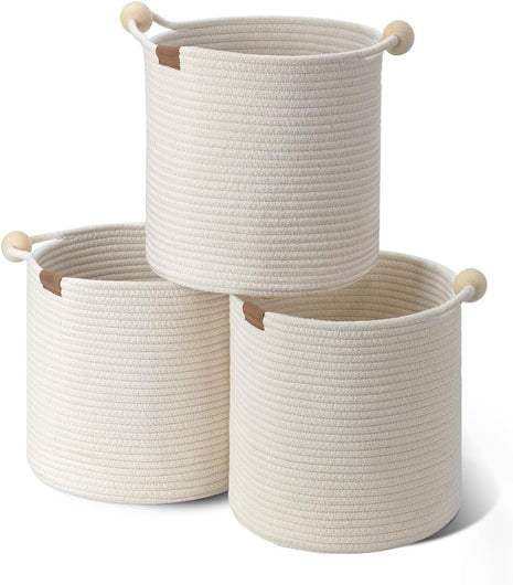 Woven Woven Basket with Wooden Handles for Organizing