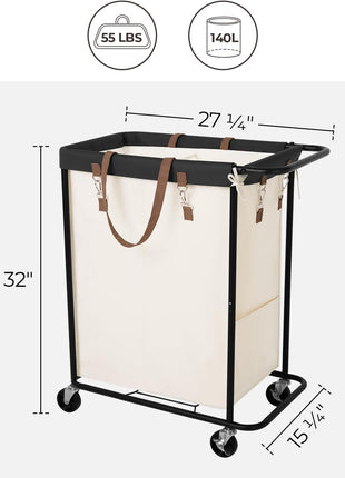 140L Extra Large Laundry Basket with Wheels, 1-Pack