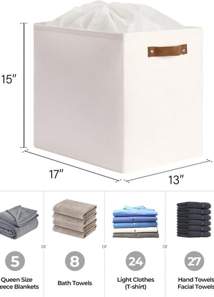 3 Pack Extra Large Fabric Storage Bins with Drawstring Closure