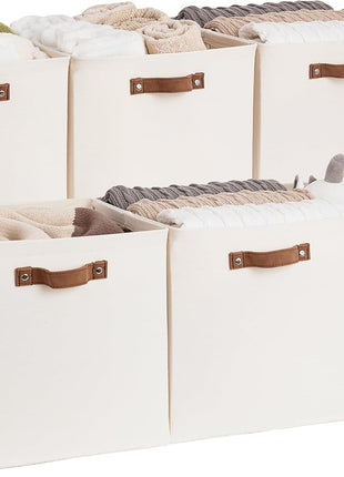 13x13 Inches Storage Cube, Fabric Storage Bins with PU Handles