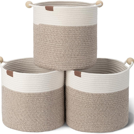 StorageWorks Woven Woven Basket with Wooden Handles for Organizing