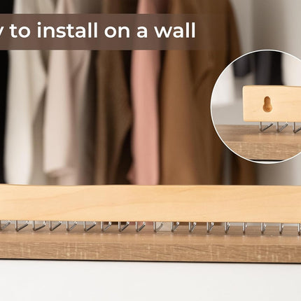 StorageWorks Tie Rack with Hooks, Wall-Mounted Wooden Hangers