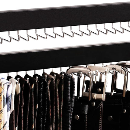 StorageWorks Tie Rack with Hooks, Wall-Mounted Wooden Hangers