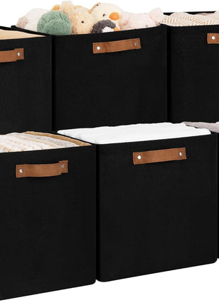 13x13 Inches Storage Cube, Fabric Storage Bins with PU Handles