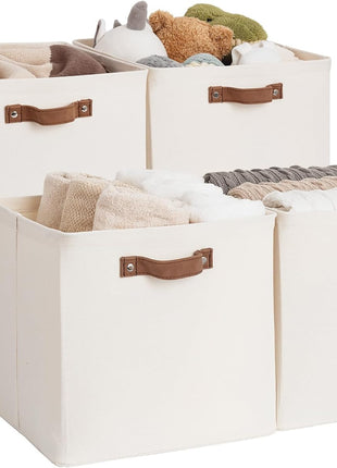 13x13 Inches Storage Cube, Fabric Storage Bins with PU Handles