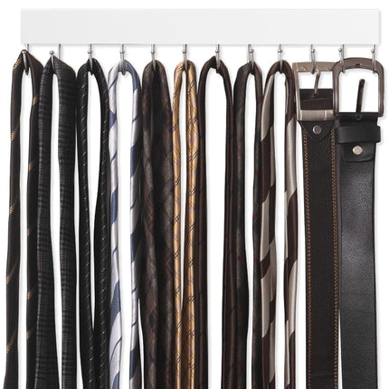 StorageWorks Tie Rack with Hooks, Wall-Mounted Wooden Hangers