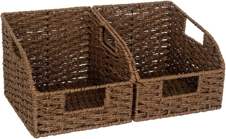 Storage Baskets for Organizing, Wicker Baskets with Built-in Handles, 2 Pack