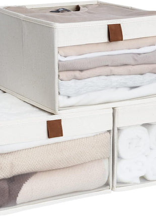 Closet Storage Bins with Clear Window and Handles, 3 Pack
