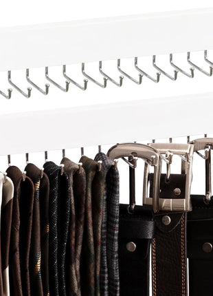 Tie Rack with Hooks, Wall-Mounted Wooden Hangers