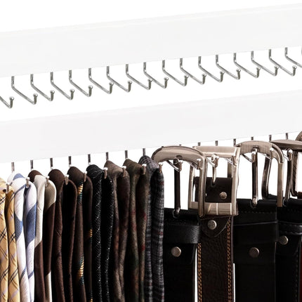 StorageWorks Tie Rack with Hooks, Wall-Mounted Wooden Hangers
