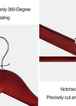Wooden Hangers for Coats, Shirts, Jackets, Pants, Suits