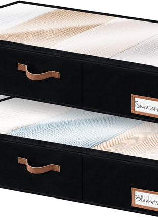 Under Bed Storage Containers with Handles and Label Holder, 2 Pack