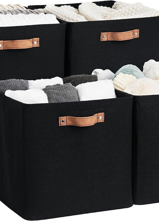 13x13 Inches Storage Cube, Fabric Storage Bins with PU Handles