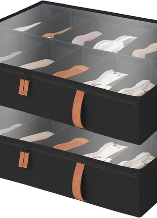 Under Bed Shoe Organizer for Closet, 2-Pack