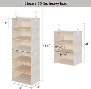 6-Shelf Jumbo Closet Organizers, Two 3-Shelf Separable Hanging Shelves