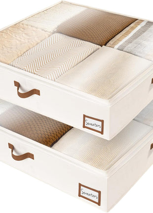 Under Bed Storage Containers with Handles and Label Holder, 2 Pack