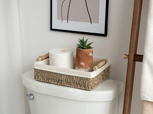 Small Seagrass Baskets for Organizing with Cotton Liner