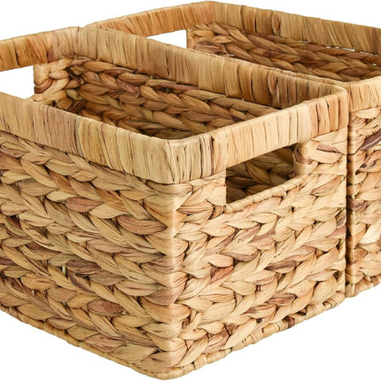 StorageWorks Rectangular Wicker Basket with Built-in Handles, 2 Pack