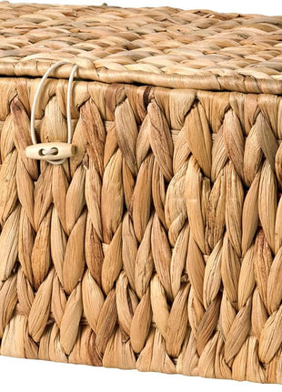 Wicker Basket with Lid and  Built-in Handles, Storage Basket for Organizing