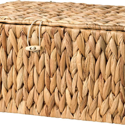 StorageWorks Wicker Basket with Lid and  Built-in Handles, Storage Basket for Organizing